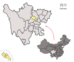 Location of Jingyang within Sichuan (China)